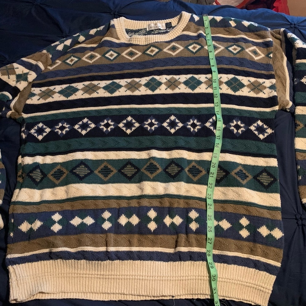 Vintage Plus Size 3XLT Bill Blass oversized Sweater with Nordic Patterns Irish - Picture 5 of 6